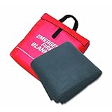 manta ignífuga de emergencia con bolsa de mango de vinilo rojo, 6 'de largo x 5' W