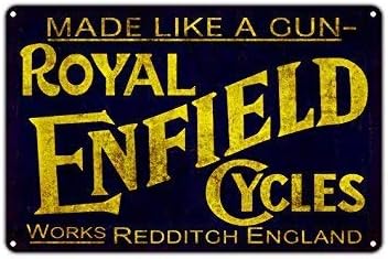 TNND Metal tin Sign 8x12 inches Royal Enfield Cycles Made Like A Gun Redditch England Vintage Retro Metal Decor Art Shop Aluminum Sign