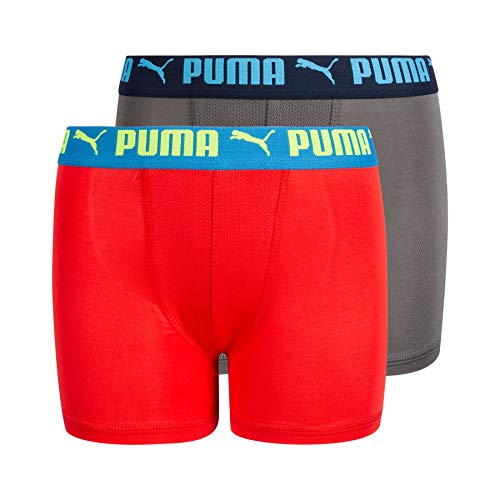 PUMA Boys' 2 Pack Tech Boxer Brief Bright Red at Amazon