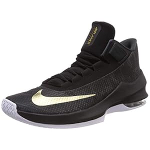 Nike Men’s Air Max Infuriate 2 Mid Basketball Shoe (8.5 M US, Anthracite/Metallic Gold-Black-White)
