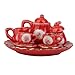 MagiDeal Dollhouse Miniature Dining Ware Porcelain Tea Set Dish Cup Plate 8pcs Red