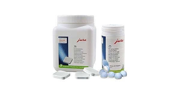 Juego de 25 pastillas de limpieza y 36 pastillas descalcificadoras Jura  62535 + 70751 : Amazon.es: Salud y cuidado personal