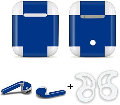 Blue Airpod Skins and Ear Hooks Compatible with Apple AirPods Accessories, Precision Cut 3M Wraps, Adhesive w/Air Release Channels, Protective Skin Cover for Apple AirPods (2-Pack)