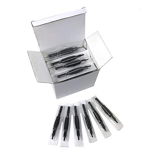 1TattooWorld (50) X STERILIZED ASSORTED (ROUNDS/MAGS/FLATS) TUBES WITH BLACK RUBBER GRIPS 5/8", OTW-Grip-50M