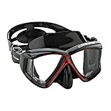 Cressi Panoramic 4 Window Dive Mask - Red / Black