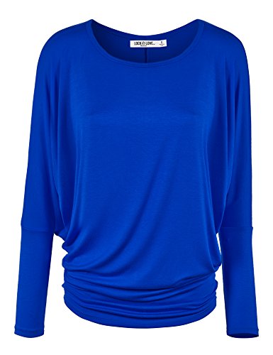 Lock and LoveWomen's Casual Flowy Draped Long Sleeve Batwing Dolman Top – Soft & Comfortable Loose Fit Pullover