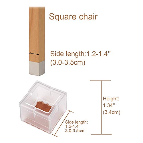 LZYMSZ 32 Pack Chair Leg Wood Floor Protectors,Silicone Floor Protector Table Feet Covers,Square Chair Leg Caps with Felt Pads,Chair Feet Glides Furniture Carpet Saver