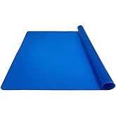 LONGFITE Large Silicone Counter Mat 19.68x15.74 inch Multipurpose Table Placemat Countertop Protector Baking Pastry Mat Nonstick, Nonskid and Heat Resistent (Large, Blue)