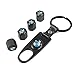 INCART Universal Steel (4pcs) Car Tire Valve Stem Air Caps Cover + (1pcs) Keychain for BMW Black