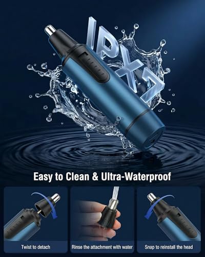 Nose Hair Trimmer for Men and Women Professional USB Rechargeable Ear and Nose Trimmer for Ear Eyebrow Facial Hair Trimmer Body Grooming Kit IPX7 Waterproof Dual Edge Blades for Easy Cleansing