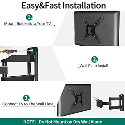 Full Motion TV Wall Mount, Swivel, Tilt and Extension for Most 1345