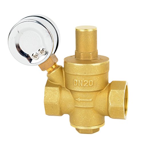 Reliable DN20 Connector 3/4" Water Reducing Valve Mayitr Adjustable Brass Pressure Reducing Regulator Valves With Gauge 8563mm - Thumbnail 3
