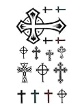 Moolecole Fashion 5 Sheets Waterproof Various Cross Temporary Tattoos Body Art Tattoo Stickers Fake Tattoo