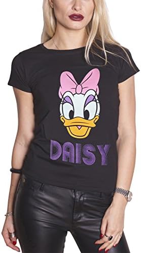 Daisy Duck T Shirt Daisy Face Scoop Neck Official Womens Black Junior Fit