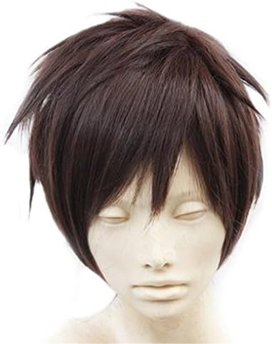 Cool2day Newest Attack on Titan Eren Jaeger Short Dark Brown Anime Cosplay Wig Free Wig Cap 1308