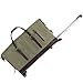 S-ZONE Oversized Canvas Leather Trim Travel Tote Duffel Weekend Bag Wheel Version 50L