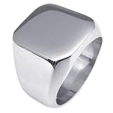 KONOV Polished Stainless Steel Band Biker Men's Signet Ring, Color Silver - Size 8