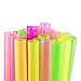Smoothie Straws, Boba Straws, Jumbo Milkshake Straw, for Milk Shake, Large, Wide, Bubble Tea, Disposable, Thick, Big, Drinking, Extra Fat 0.5 Diameter, Plastic, Multicolor, 100 Pack, 10.5 Inch Long