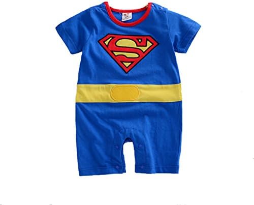 VogueFashion Baby Superhero Jumpsuit with Removable Cape and Shoes (12-18 Months, Superman Short Sleeve)