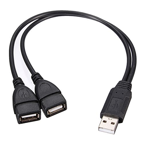 Tutoy USB 2.0 A Male To 2 Dual USB Female Jack Y Splitter Hub Power Cord Adapter Cable-1pcs