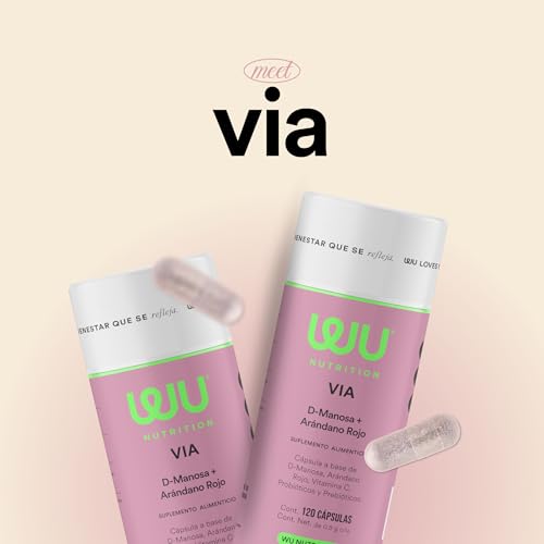 WU Nutrition VIA | D-Manosa con Extracto de Arándano Rojo (PACs) | Probióticos y Prebióticos (LactoWise®) | Vitamina C y Zinc | Salud para el Tracto Urinario | 120 Cápsulas | 4 meses de consumo