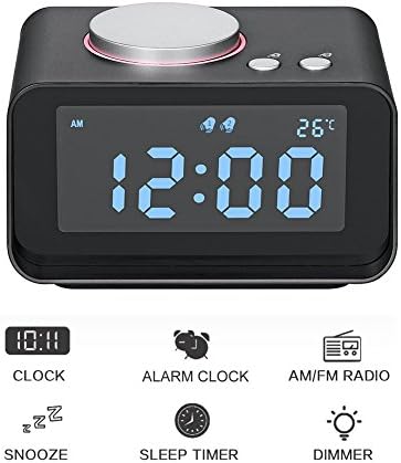 AK1980 Dual Alarm Clock Radio With Snooze Function 2 USB Charging Ports for Office Travel Bedroom