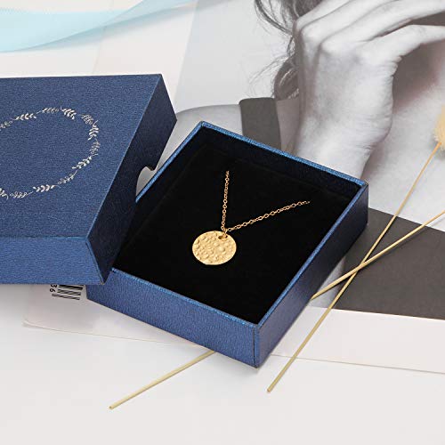 Women Moon Pendant Necklace Gold Dainty Full Moon Necklace Hammered New Moon Circle Choker Pendant, Jewelry Gifts for Girls Women