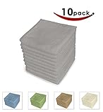 Washcloths-Hand-Face Towels -10 Pack-600-GSM, 100% Cotton, Extra Soft Low Twist Ring Spun Yarn Cotton Washcloths, Highly Absorbent - by Pacific Linens (Grey)
