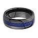 8mm Round Edge Ceramic COMFORT-FIT Blue Carbon Fiber Inlay Wedding Band Ring (Size 5 to 15)