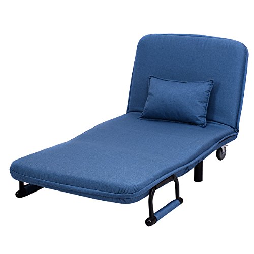 Giantex Sofa Bed Folding Arm Chair 29.5" Width Convertible Sleeper Leisure Recliner (Blue