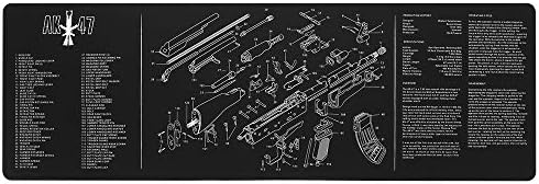 AK-47 Cleaning Mat / 12 x 36 Thick, Durable, Waterproof/Long Gun Cleaning Mat with Parts Diagram and Instructions/Armorers Bench Mat/Black