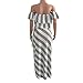 VANCOL Women's Sexy Strapless Ruffles Striped Top and Skirt Irregular Slit Bandage Maxi Dress Beach 2 Piece Set