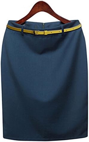 Willie Marlow New Summer Autumn Fashion Office Solid Color Women's A line Knee Length Plus Size 3XL Skirt Belt Cock Green XXXL