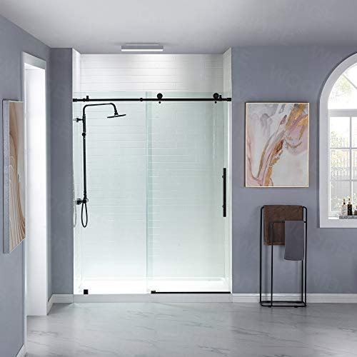 WOODBRIDGE MBSDC6076MBL Frameless Sliding Glass Shower Door 56"60"W