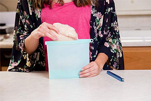 Silicone Food Storage Bag Set of 4(two large+two small) Reusable Airtight Zip Seal Bags for Cooking, Lunch, Snack, Sandwich, Freezer