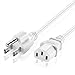 TNP Universal Power Cord (6 Feet) - NEMA 5-15P to IEC320C13 Power Cable Wire Connector Socket Plug Jack - White