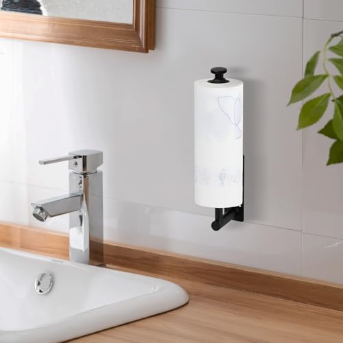 AiQInu Kitchen Roll Holder, Kitchen Tearable One-Hand, Paper Roll Holder Kitchen Paper Easily Teared, Both in Glue and Screws, for Bathroom, Cabinets, Vertical or Horizontal