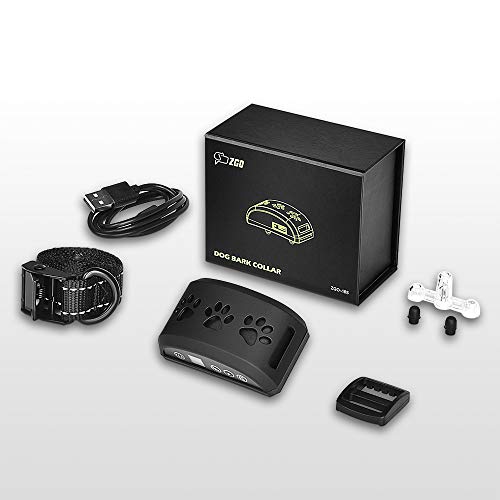 ZGO Dog Bark Collar - Bark Control Training Collar w/2 Modes Beep Vibration & w/or w/o Shock for Small Breed Medium and Large Dogs ZGO-165 Rechargeable Anti Bark Collar Smart Detection Module