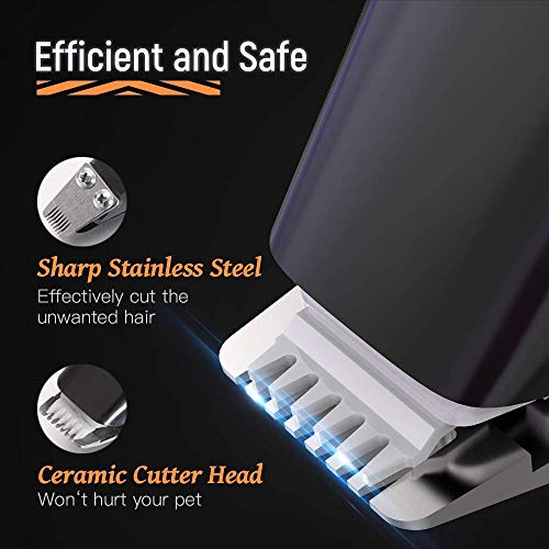 Dog Grooming Clipper, Cat Clipper Pet Hair Trimmer, Rechargeable Wireless Design Low Noise Electric for Hair Around Face, Eyes, Ears, Paw, Rump