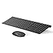 Vive Comb Wireless Keyboard and Mouse, 2.4GHz Rechargeable Compact Whisper-Quiet Full-Size Keyboard and Mouse Combo with Nano USB Receiver for Windows, Laptop, PC, Notebook-Black