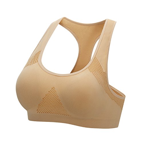 Jarseen Women's Sports Bras Seamless Racerback Fitness Workout Yoga Bra (L(Fit 32D/34A/34B/34C/34D/36B/36C/36D), Nude) - Thumbnail 2
