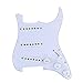Musiclily 11 Hole SSS Prewired Loaded Pickguard with Single Coil Pickups Set for Strat Style Guitar,3Ply White