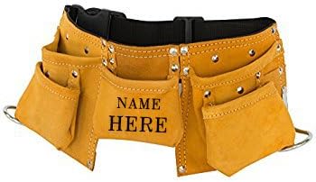 Rockyjack Custom Personalized Print Child Name Beige Kids tool Apron Kids Tool Belt , Kids Tool Pouch .. Toxic free Leather
