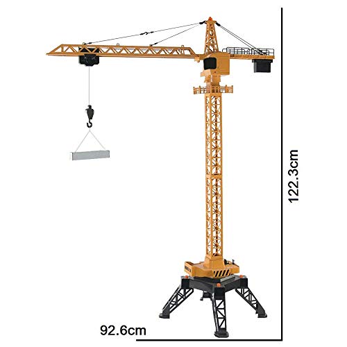 deAO RC Construction Tower Crane 12 Channel Radiocontrol Model Die Cast Truck Limitless Rotation, Lights and Sounds 122cm Tall