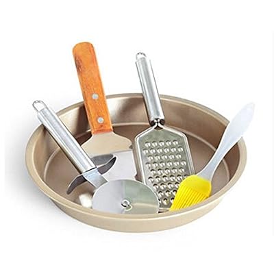 9 Inch Pizza Making Tools Household Oven Pizza Pan Knife Shovels Oil Brush 5pcs Gold Cooking Utensils Baking Sheet Sets