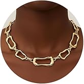 Chunky Gold Choker Necklaces for Women,14K Gold Plated Teardrop Thick Chain Necklaces for Women Bold Statement Necklace Trendy Jewelry Gifts