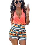 New2World Women's V-Neck Floral Print Sleeveless Short Pants Jumpsuit Romper