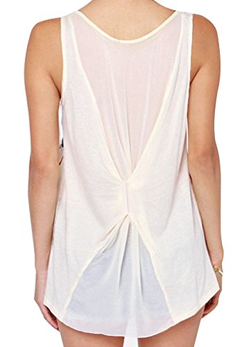 Women's July 4th USA Flag Chiffon Loose Tank Tops Patriotic Star Striped Sleeveless Tunic Tops Amercian Flag XL - Thumbnail 3