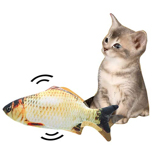 ASVEL Realistic Plush Simulation Electric Doll Fish, Funny Interactive Pets Chew Bite Supplies for Cat/Kitty/Kitten Fish Flop Cat Toy Catnip Toys - Perfect for Biting, Chewing and Kicking (B)