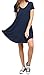 KEEDONE Women's Swing Dress Casual Loose Tunic Dress (L, Navy Blue)